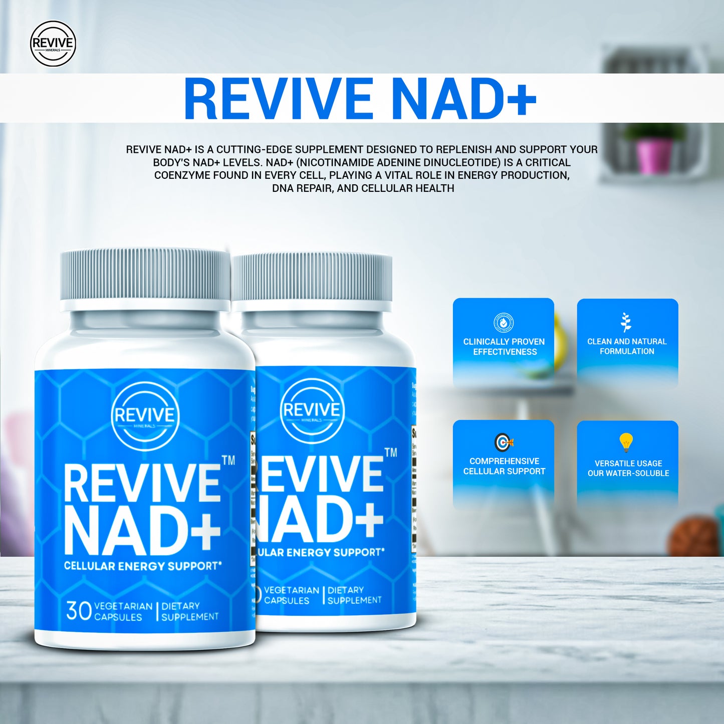 NAD Supplement For Anti-Aging and Cellular Healing - Revive NAD+ Supplement