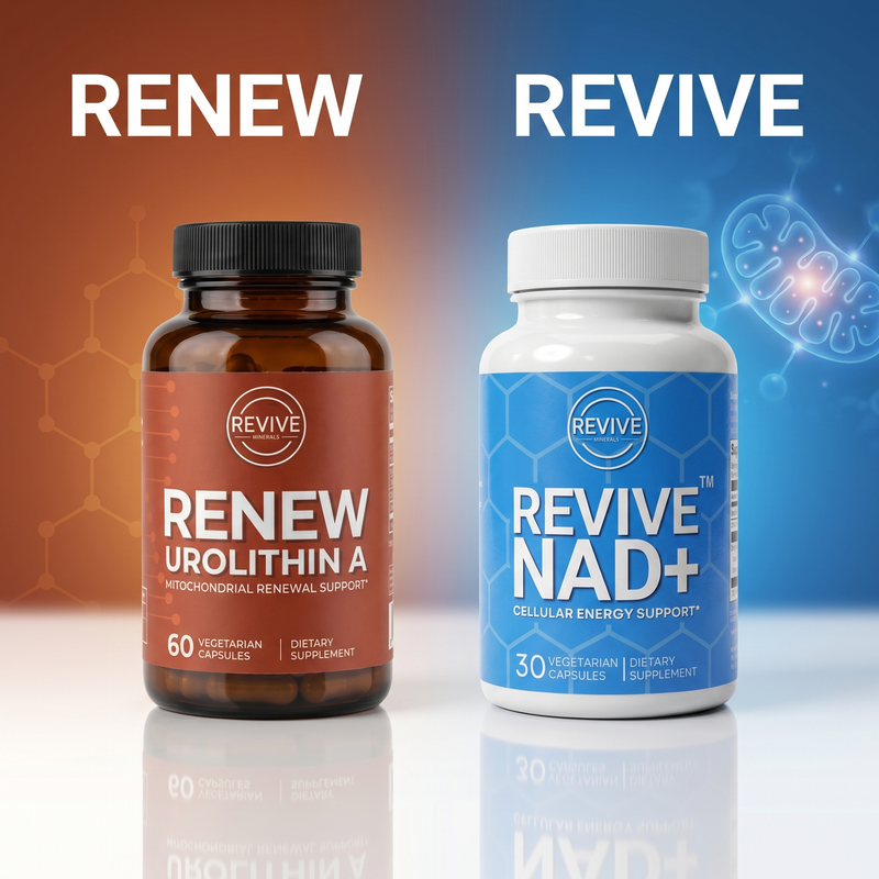 Revive Minerals Renew and Revive NAD+ bottles